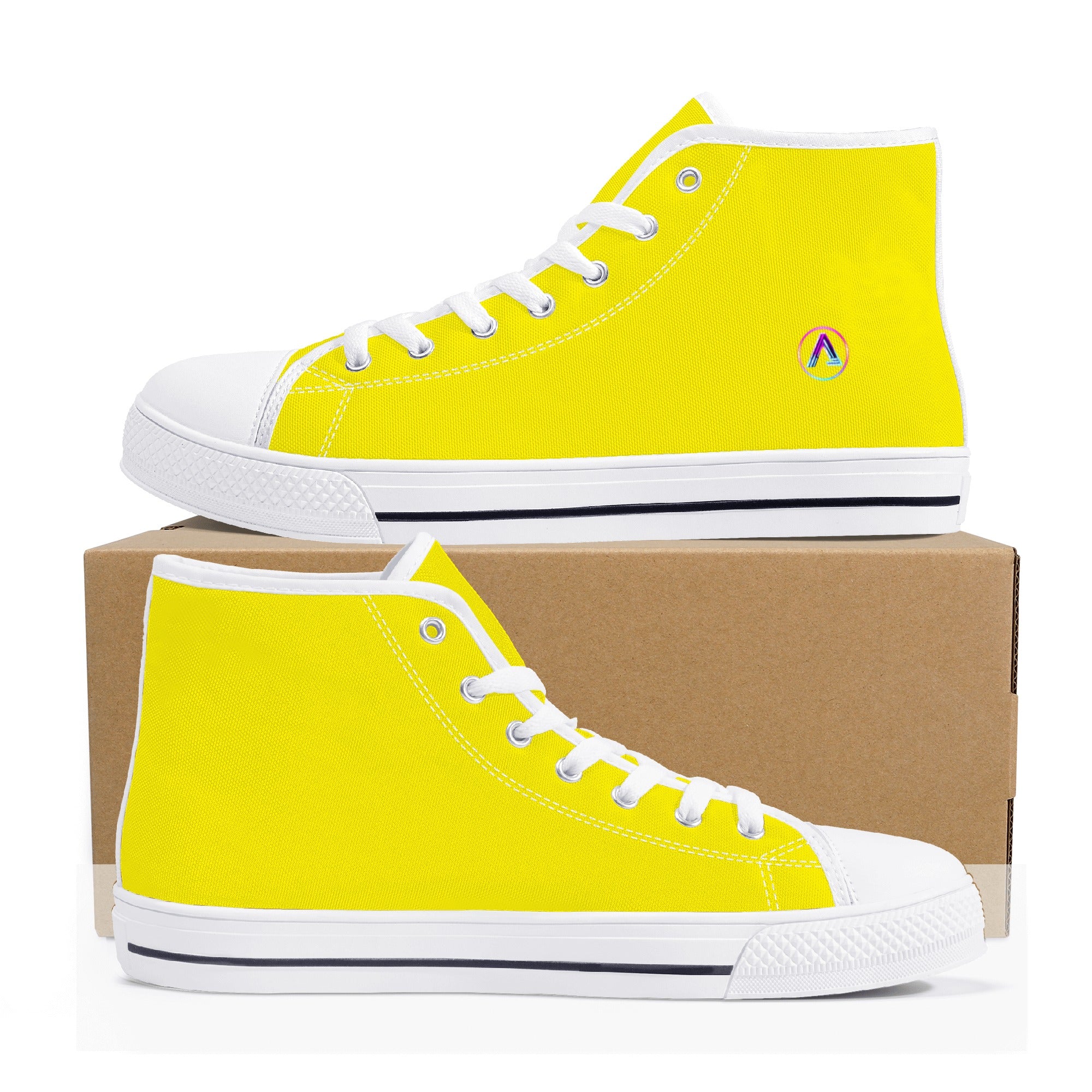 Womens Yellow High Top Canvas Shoes